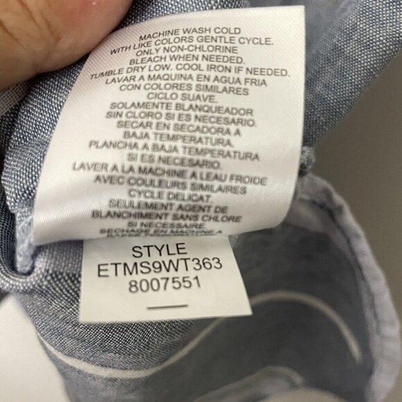 Ellen Tracy 100% Linen Sleeveless Top Womens S Blue White Stripe Button Up - Picture 10 of 10